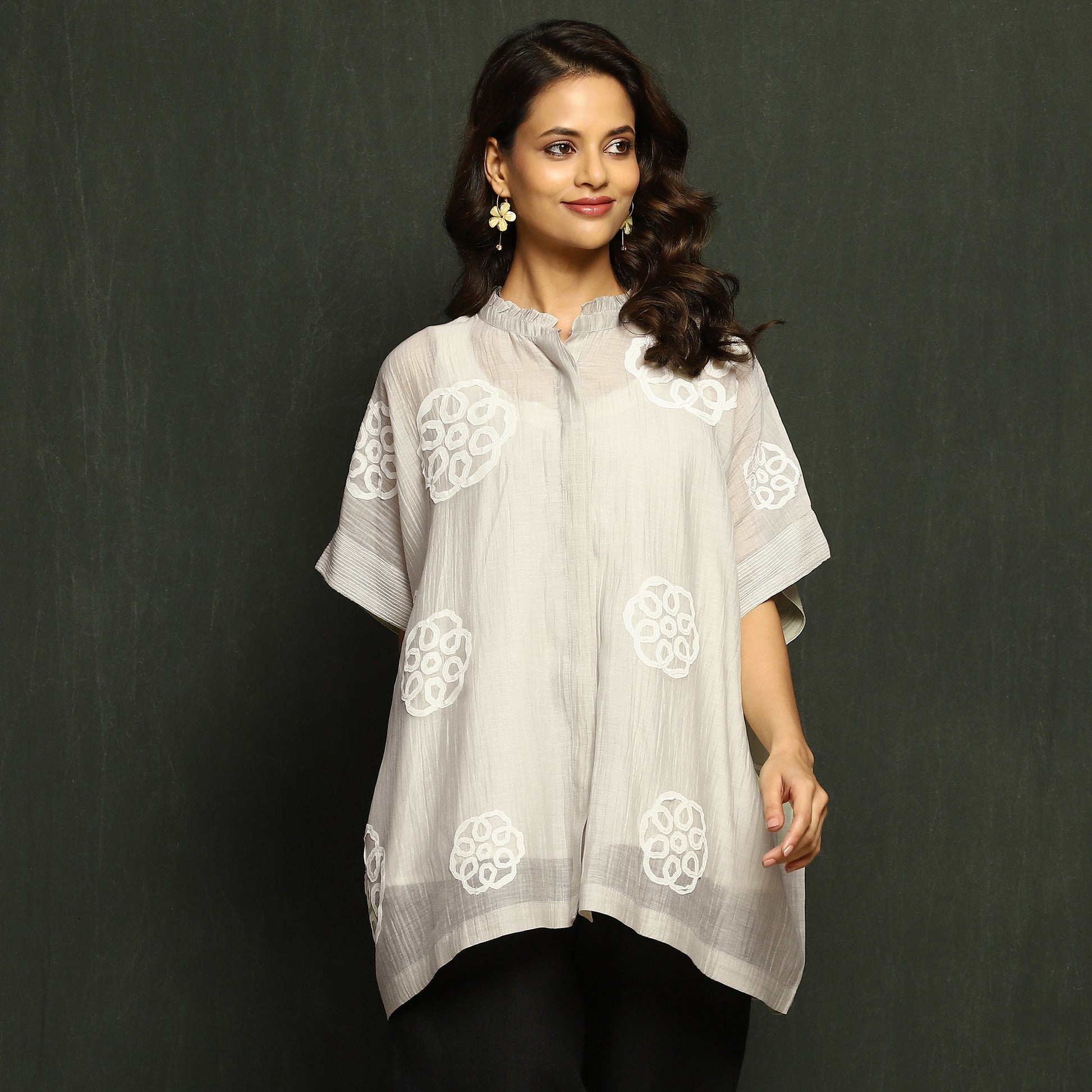 White As Feather Mul - Chanderi Top