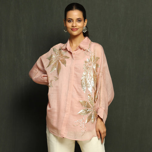 Blush Mul - Chanderi Top