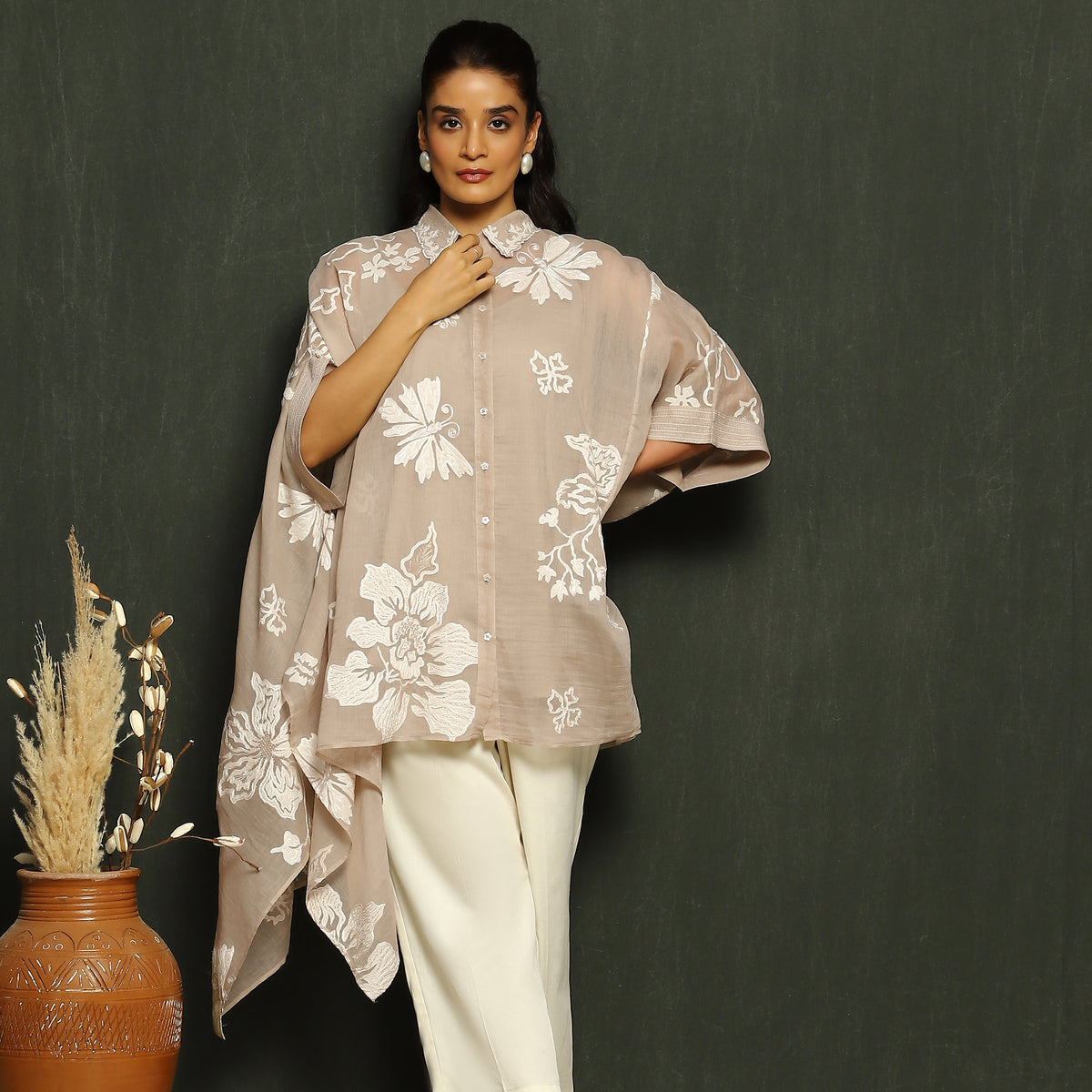 Desert Taupe Asymmetrical Top