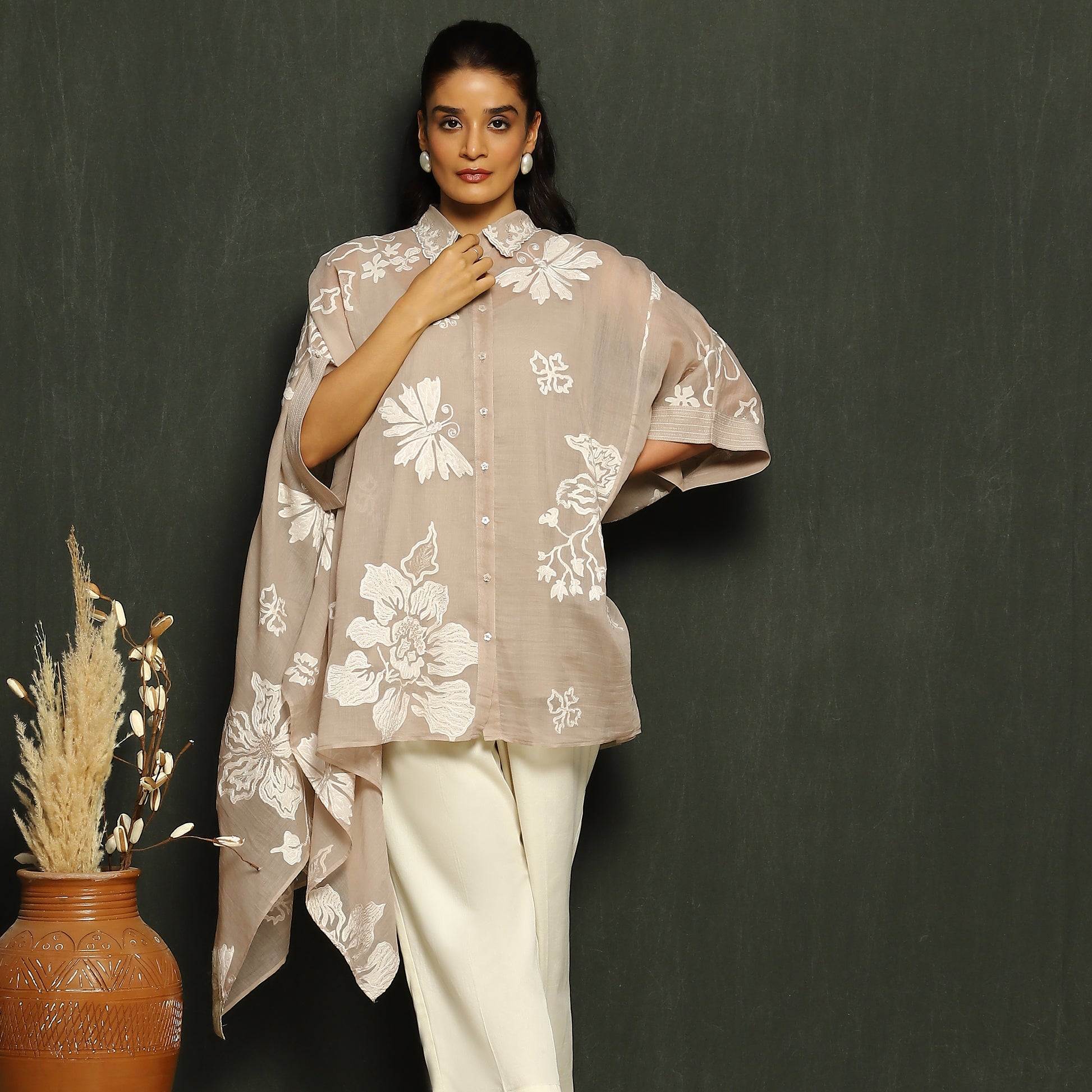 Desert Taupe Asymmetrical Top