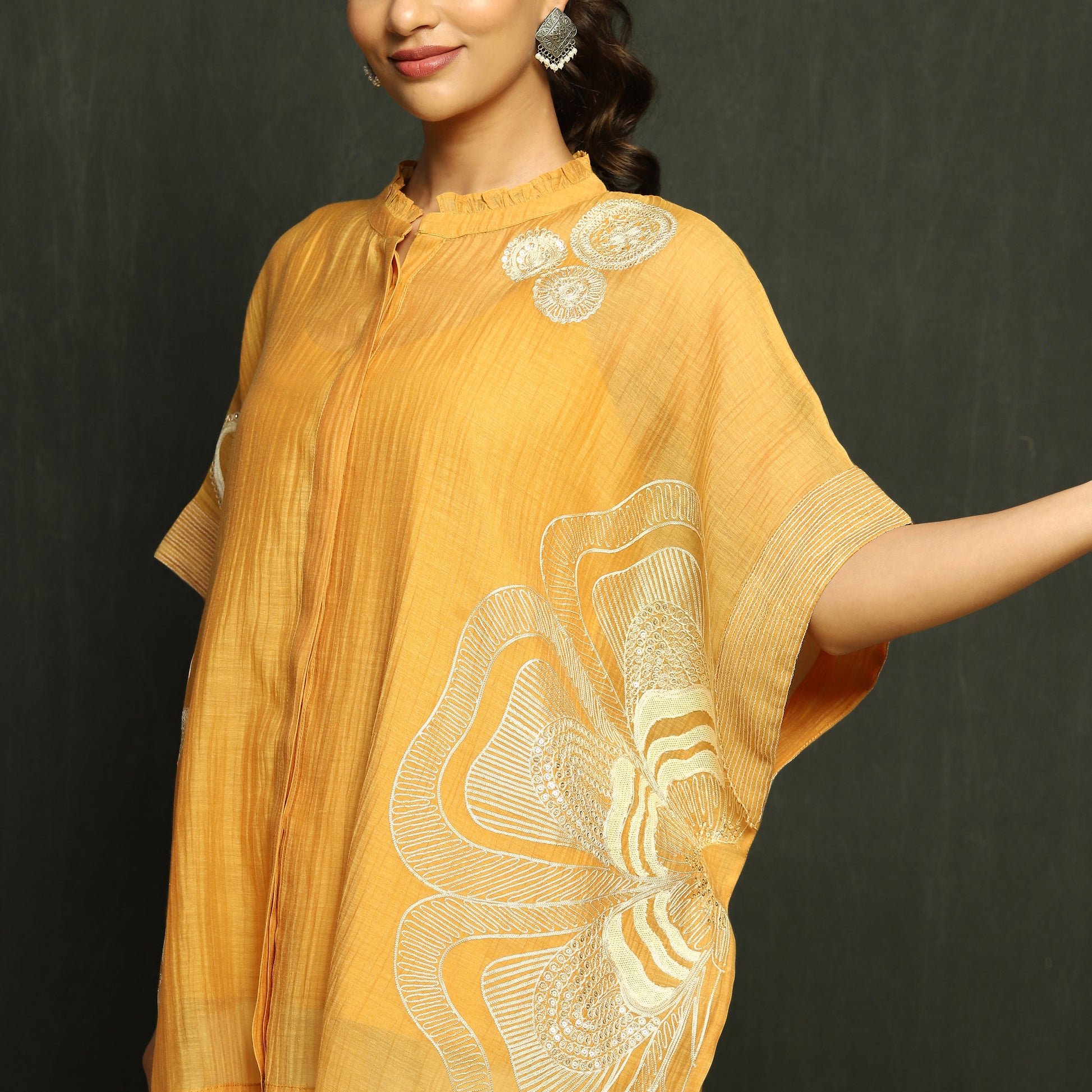 Marigold Embroidered Poncho Top