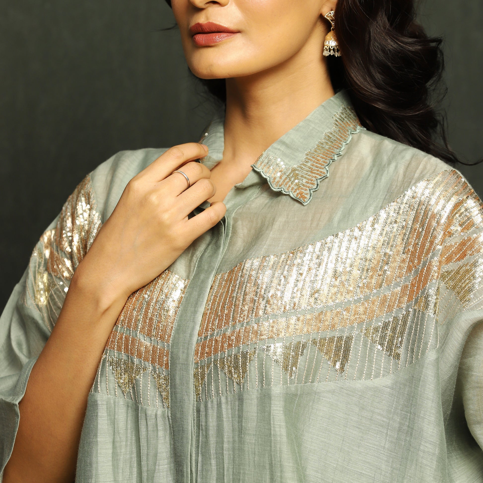 Sage Green Sequined Tunic