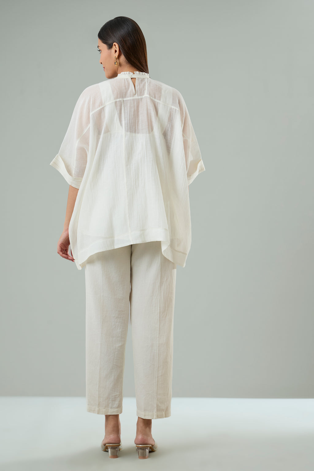 Cream Mul Chanderi Bird Appliqué Top