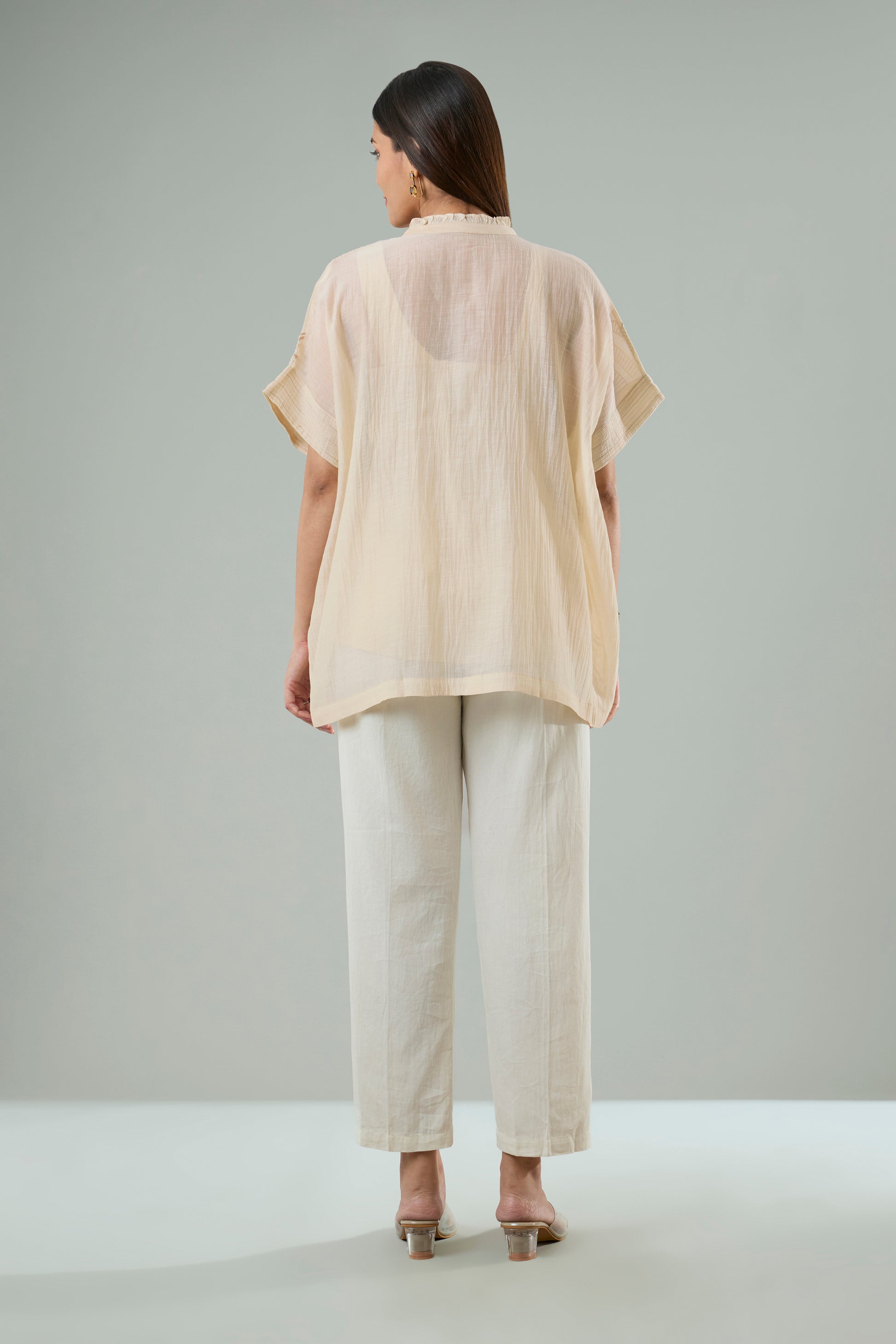 Chiku Mul-Chanderi Embroidery and Gold Appliqué Top