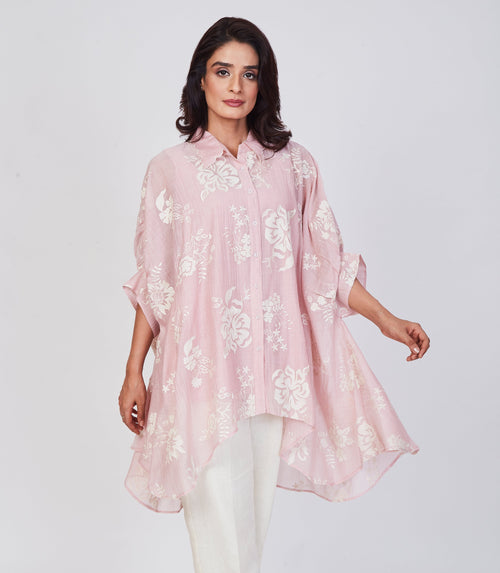 Blush Pink Floral Embroidered Tunic