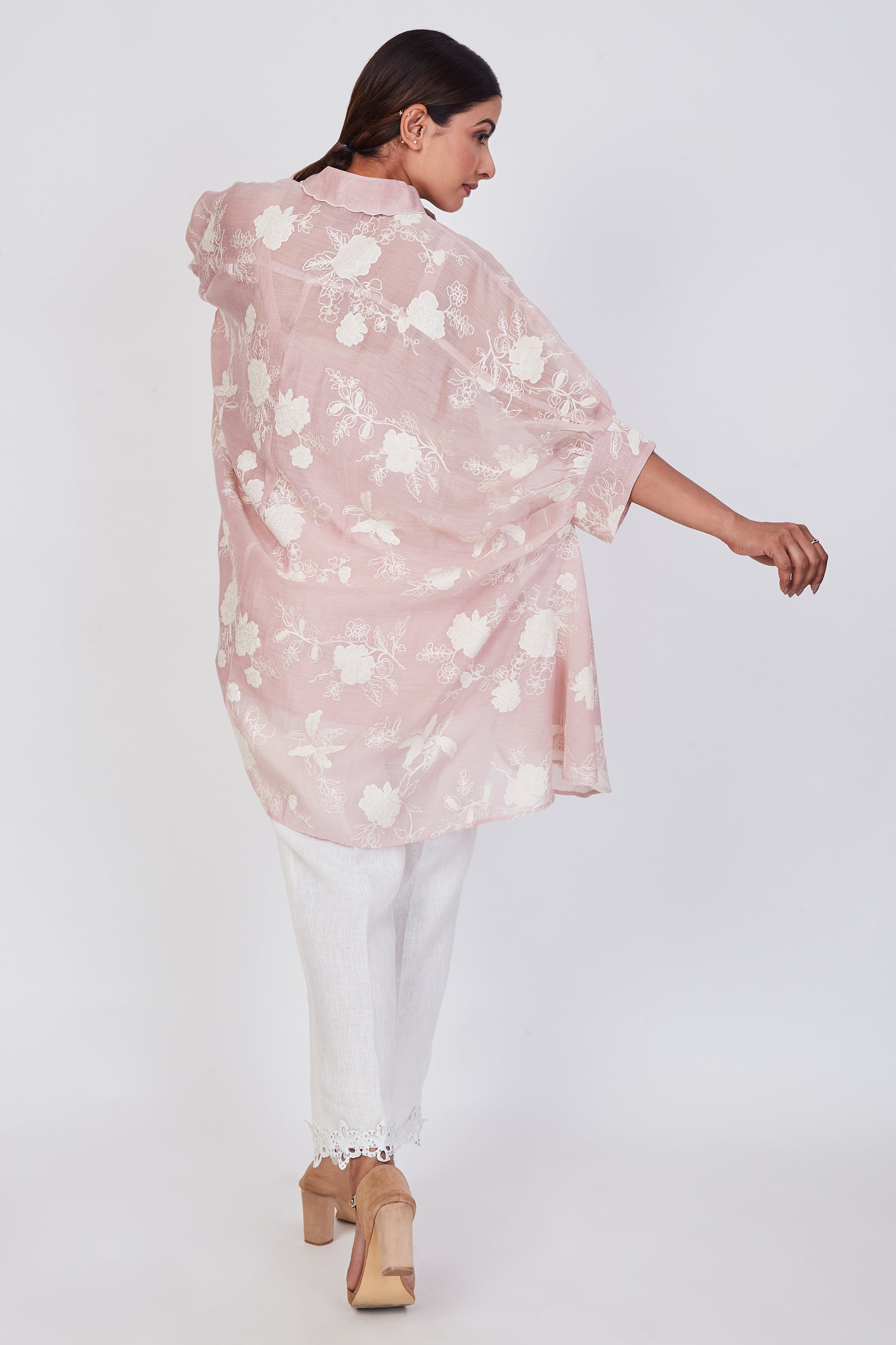 Blush Pink Floral Embroidered Tunic